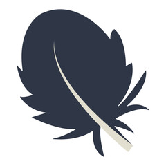 Curve Bird Feather Silhouette. Isolated on White Background. Vector Illustration