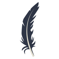 Fototapeta premium Curve Bird Feather Silhouette. Isolated on White Background. Vector Illustration