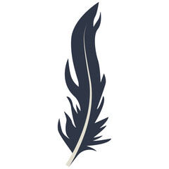 Obraz premium Curve Bird Feather Silhouette. Isolated on White Background. Vector Illustration