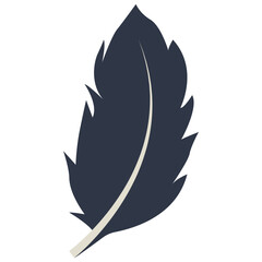 Curve Bird Feather Silhouette. Isolated on White Background. Vector Illustration