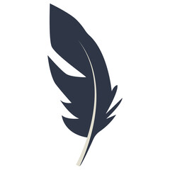 Curve Bird Feather Silhouette. Isolated on White Background. Vector Illustration