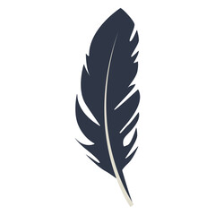 Curve Bird Feather Silhouette. Isolated on White Background. Vector Illustration