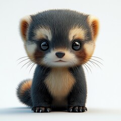 Obraz premium Adorable Red Panda Cub: A Sweet and Fluffy Digital Painting