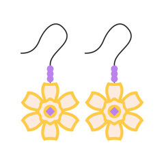 Cute Golden Sunflower Earrings Illustration
