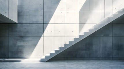 Obraz premium Modern concrete staircase in minimalist architecture design