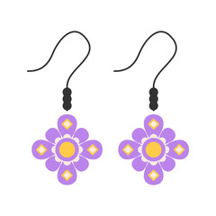 Cute Purple Daisy Earrings Illustration