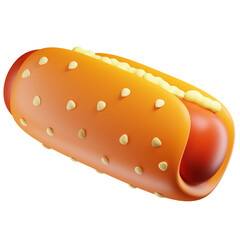 3D Cute Hotdog Illustration