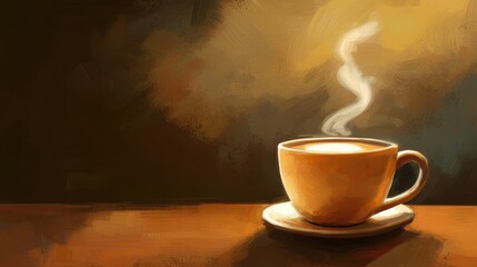 Morning Coffee with Steam Rising and Fresh Light