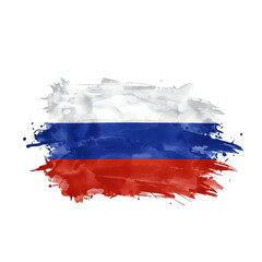 Abstract Watercolor Russian Flag Design Patriotic Art Grunge Texture National Symbol Bold Colors Unique Style Vibrant   