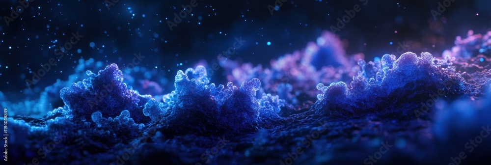 Poster glowing bacteria illuminated under uv light create a mesmerizing display in a dark environment. gene