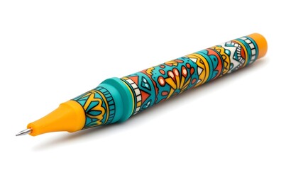Colorful patterned pen isolated on white.