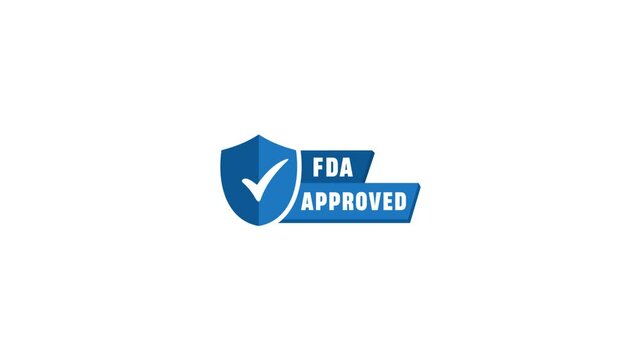 FDA Approved label animation. FDA Approved Food and Drug Administration icon. Motion graphics.