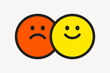 Contrasting emotions face illustration vector