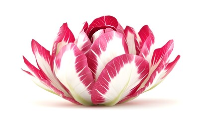 Double red and white tulip flower isolated on white background.