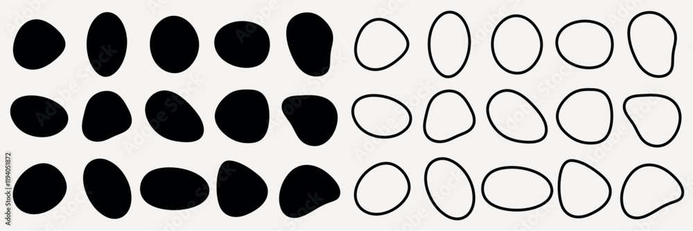 Poster abstract black shapes on a white background. random, irregular forms create a pattern. abstract shap