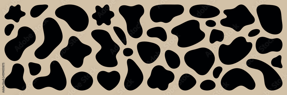 Poster abstract black shapes on a white background. random, irregular forms create a pattern. abstract shap