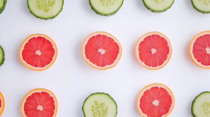 Fresh colorful vegetables and fruits arranged in vibrant pattern on white surface, symbolizing healthy diet and nutrition for digestive wellness and gut health.