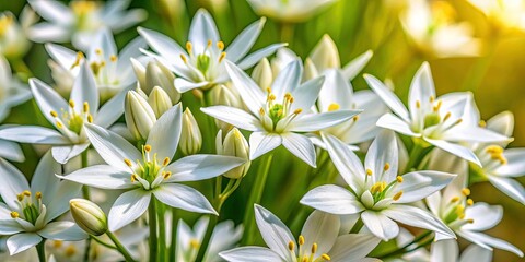 Obraz premium Ornithogalum umbellatum: Documentary Photography of Star of Bethlehem Flowers