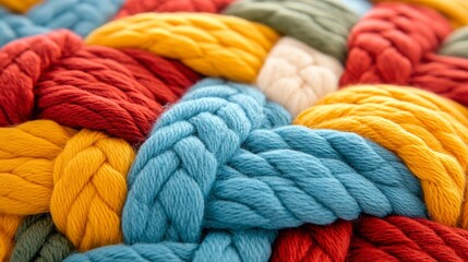 Colorful Braided Texture of Soft Yarn for Craft and Textile Projects