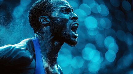 An athlete crossing the finish line, their face a mix of exhaustion and triumph