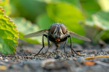 Fototapeta premium common house fly on Leaves
