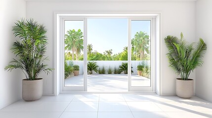 Fototapeta premium Modern indoor garden design contemporary home interior decor tropical vibe bright view serenity