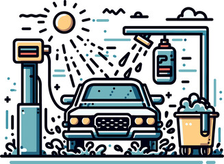 Water Splash Car Wash design concept illustrations
