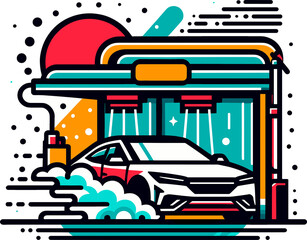 Water Splash Car Wash design concept illustrations