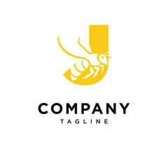 Letter J Bee Logo Icon Vector