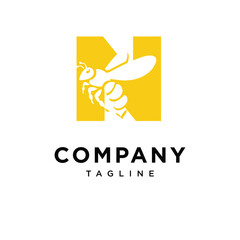 Letter N Bee Logo Icon Vector