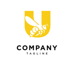 Letter U Bee Logo Icon Vector