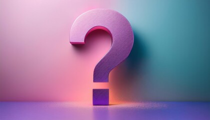 A vibrant, stylized question mark stands prominently against a colorful gradient background, symbolizing curiosity and inquiry.