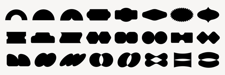 Abstract black shapes in various forms and sizes. Geometric shapes, unique designs, abstract patterns. Bold black shapes, creative and artistic forms. Black shapes, vector element set.