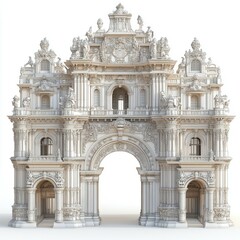 Obraz premium Majestic Baroque Arch: Architectural Marvel of Grandeur and Intricate Detail. A Stunning 3D Model of a Historical Landmark.