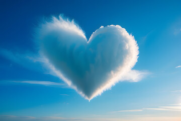 Creative image of Heart shape cloud isolated on the clear blue sky, Valentine's Day. Lovers