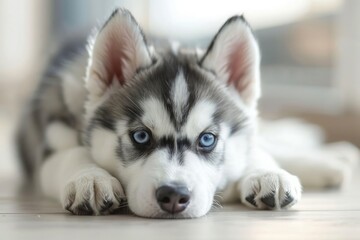 Obraz premium Cute Puppy Siberian husky