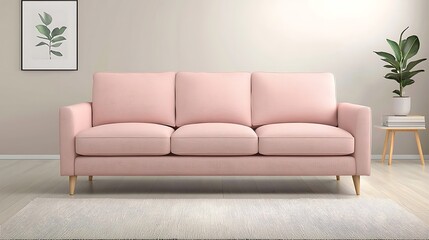 Stylish pink sofa in modern living room furniture showcase cozy atmosphere home decor