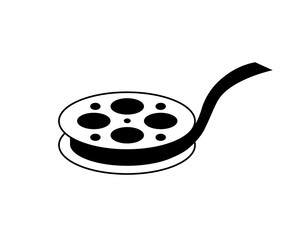 映画フィルムリールのシンプルな白黒イラスト