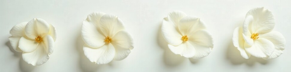 Obraz premium Delicate white rose petals unfolding on a plain surface, floral arrangement, simple