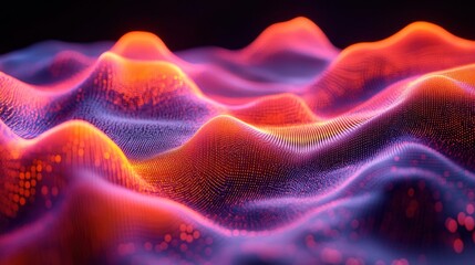 Vibrant Abstract Waves of Light in a Digital Landscape