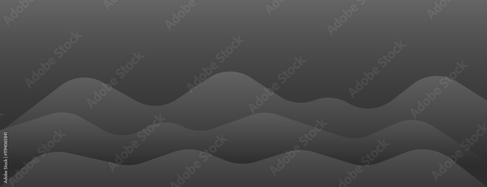 Poster dark gray background with smooth, layered wave patterns. the background has a sleek, modern style wi