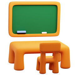3D School Room Illustration