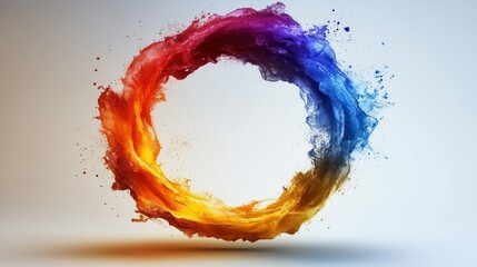 Vibrant Color Swirl in Motion Against a Neutral Background