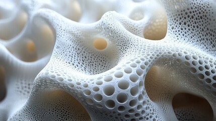 Abstract white structure with porous texture.