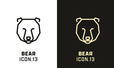 Bear stylized head geometric line icon