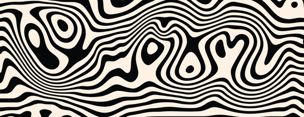 Abstract pink background with wavy, pink patterns. The background features smooth, flowing lines in black, creating a dynamic texture. Psychedelic pattern background vector. Pink background.