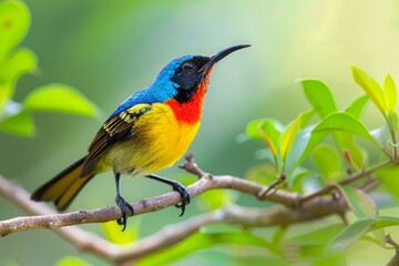 Gould's sunbird male close up in the nature.