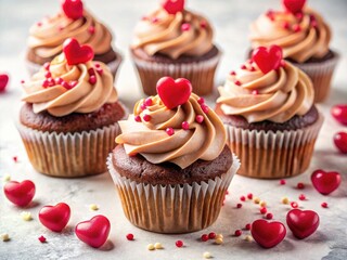 Valentine's Day Heart Cupcakes: Romantic Minimalist Dessert Photography