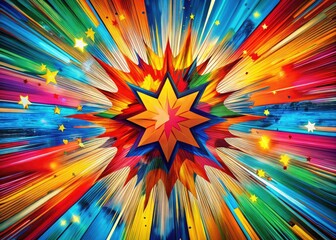 Fototapeta premium Vibrant Kapow Explosion: Colorful Comic Book Double Exposure Photography