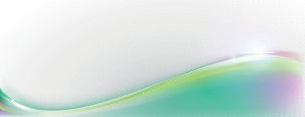Abstract background with a smooth gradient. White and green colors blend with a soft, flowing texture. White and green hues dominate the background. Gradient wave background vector. Green background.